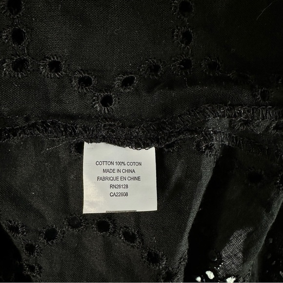 Echo Black Eyelet Long Sleeve Dress Beach Swim Summer Cover-Up Size L - Picture 4 of 4